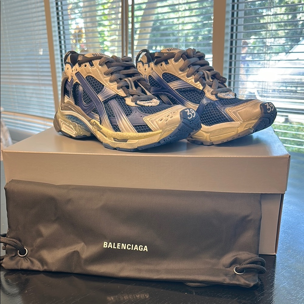 Balenciaga Blue and Tan Sneakers